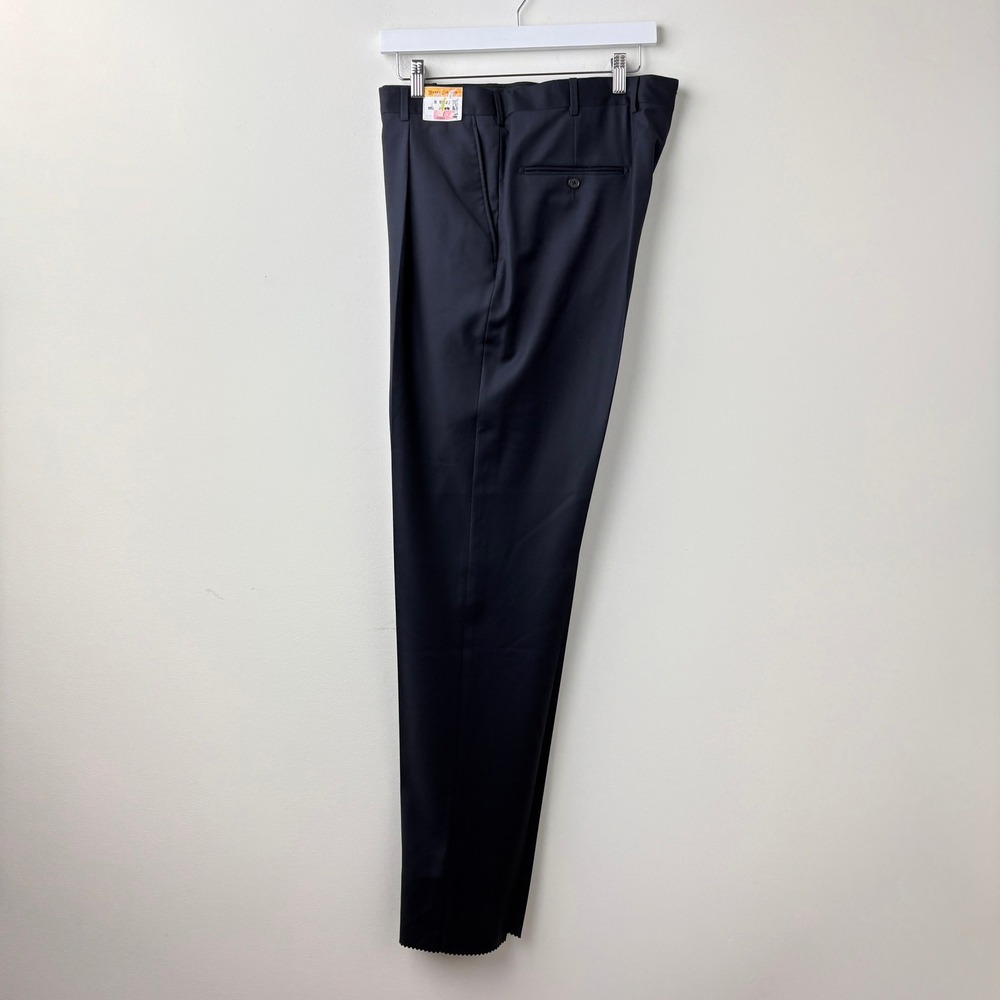 Hickey Freeman Wool Dress Pants Mens 38 Navy Blue Pleated B Series Unfinished
